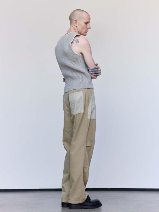  MM6 메종마르지엘라 민소매 티셔츠 Mm6 메종 마르지엘라 코튼 골지 니트 슬리브리스 탑 - MM6 MAISON MARGIELA