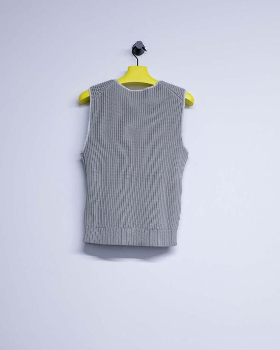  MM6 메종마르지엘라 민소매 티셔츠 Mm6 메종 마르지엘라 코튼 골지 니트 슬리브리스 탑 - MM6 MAISON MARGIELA