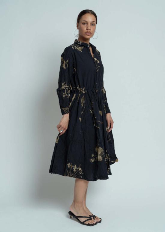  파드칼레 원피스 Pas De Calais 자포니즘 플라워 프린트 드레스 네이비 - PAS DE CALAIS