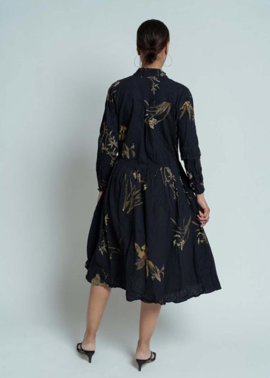  파드칼레 원피스 Pas De Calais 자포니즘 플라워 프린트 드레스 네이비 - PAS DE CALAIS