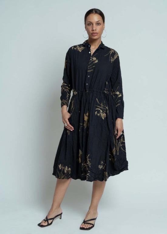  파드칼레 원피스 Pas De Calais 자포니즘 플라워 프린트 드레스 네이비 - PAS DE CALAIS