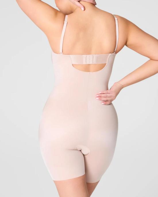  스팽스 바디수트 티셔츠 스트랩리스 미드 타이 바디수트 샴페인 베이지 - SPANX