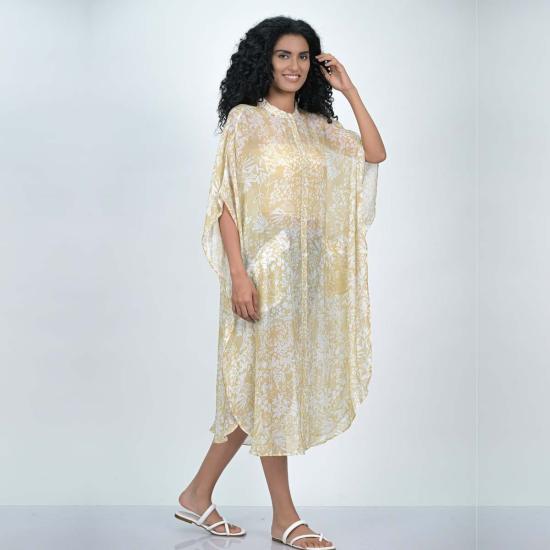  비스마야 롱 원피스 Vismaya 바이너리 전단지 Caftan Golden - VISMAYA