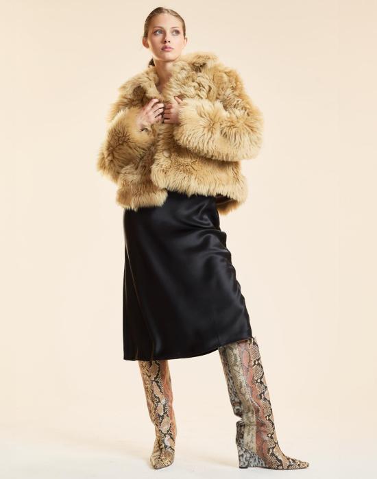  신시아 로리 무스탕 신시아 로울리 시어링 크롭 재킷 카라멜 - CYNTHIA ROWLEY
