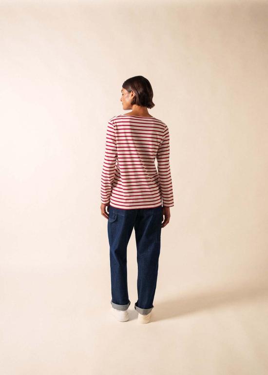 세인트제임스 긴팔 티셔츠 Saint James Minquidame Breton 셔츠 에크루/마룬 - SAINT JAMES
