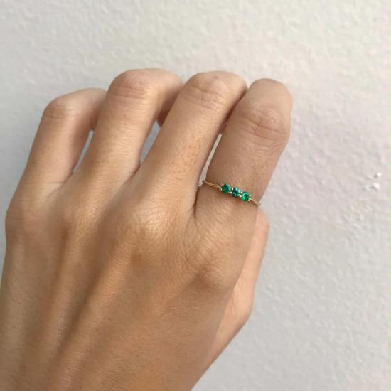  제니 권 디자인스 반지 제니 권 디자인 3 S 에메랄드  14K 옐로우 골드 - JENNIE KWON DESIGNS