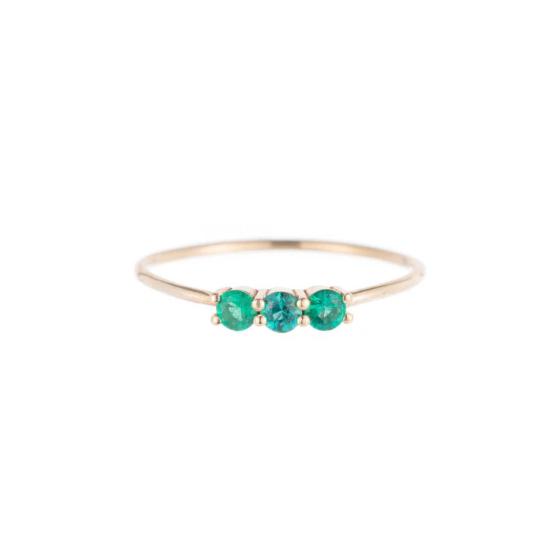  제니 권 디자인스 반지 제니 권 디자인 3 S 에메랄드  14K 옐로우 골드 - JENNIE KWON DESIGNS