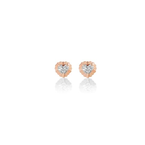  리지 맨들러 파인 주얼리 이어링 미니 플루티드 버튼 스터드 하트 - LIZZI MANDLER FINE JEWELRY
