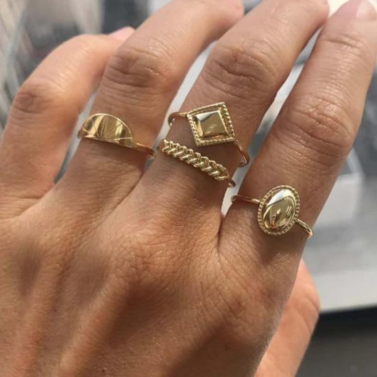  제니 권 디자인스 반지 제니 권 스퀘어 밀리 링 14k 골드 - JENNIE KWON DESIGNS