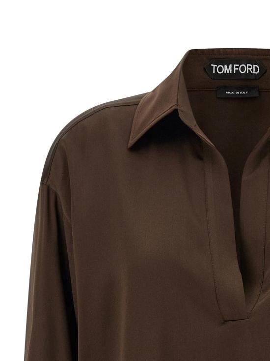  톰포드 폴로 티셔츠 톰 포드 브라운 실크 폴로 셔츠 - TOMFORD