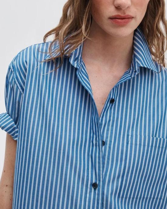  랙앤본 셔츠 Rag & Bone Connie SS 스트라이프 셔츠 블루 스트라이프 - RAG & BONE