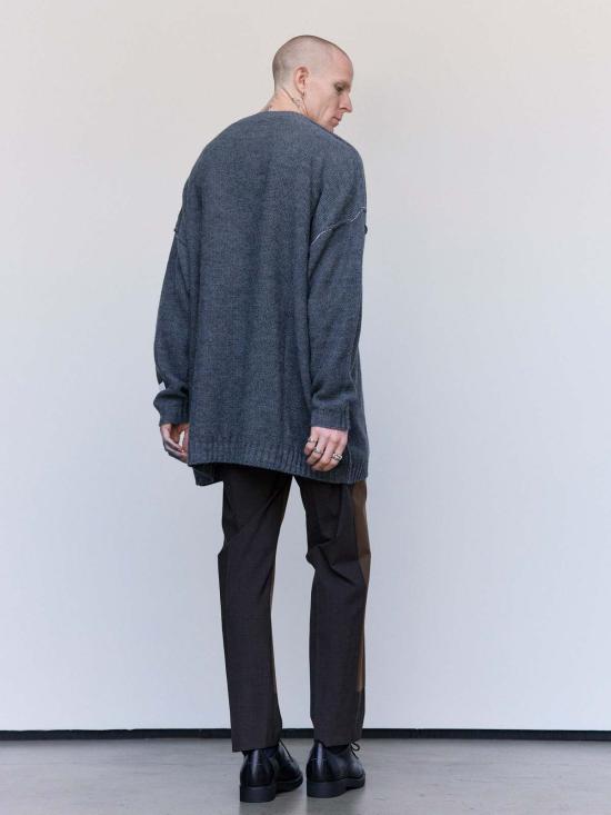  MM6 메종마르지엘라 스웨터 Mm6 메종 마르지엘라 코튼 오버사이즈 로우 엣지 브이넥 - MM6 MAISON MARGIELA