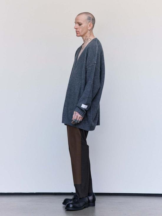 MM6 메종마르지엘라 스웨터 Mm6 메종 마르지엘라 코튼 오버사이즈 로우 엣지 브이넥 - MM6 MAISON MARGIELA