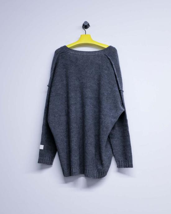  MM6 메종마르지엘라 스웨터 Mm6 메종 마르지엘라 코튼 오버사이즈 로우 엣지 브이넥 - MM6 MAISON MARGIELA
