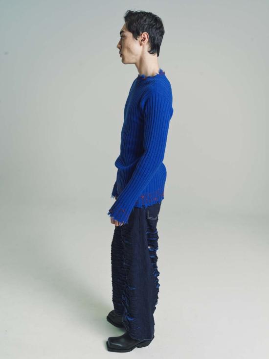  마르니 스트레이트 팬츠 디스트로이드 데님 팬츠 아이리스 블루 - MARNI
