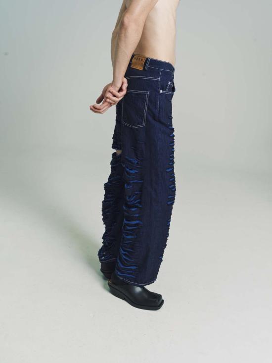  마르니 스트레이트 팬츠 디스트로이드 데님 팬츠 아이리스 블루 - MARNI