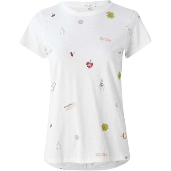 랙앤본 반팔 티셔츠 Rag & Bone All Over Lucky Charm 티셔츠 화이트 멀티