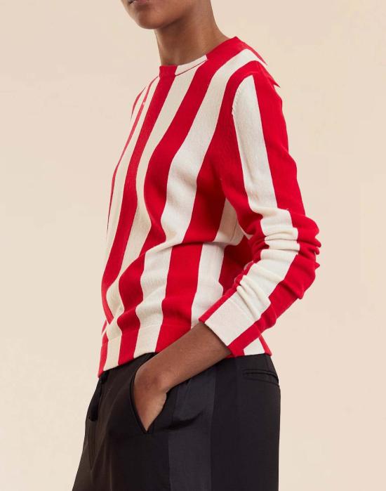  신시아 로리 스웨터 신시아 로울리 사이드라인 스트라이프  레드/화이트 - CYNTHIA ROWLEY