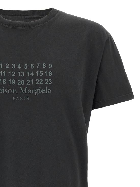  마르지엘라 반팔 티셔츠 메종  플레임드 코튼 티셔츠 블랙 - MAISON MARGIELA