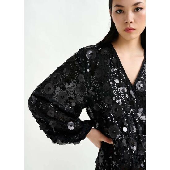 에센셜앤트워프 미디 원피스 에센셜 앤트워프 이샤인 드레스 블랙 블루 레드 플로럴 - ESSENTIEL ANTWERP