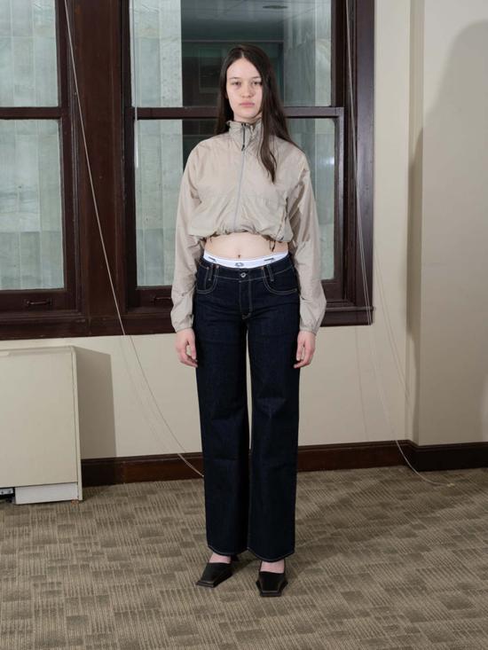  Cute Earth 스트레이트 팬츠 귀여운 지구 드레스 노치 팬츠 데님 - OTHER BRANDS