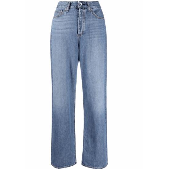  랙앤본 데님 팬츠 Rag & Bone 여성용 로건 미드 톤 리넨 청바지 스카이 블루