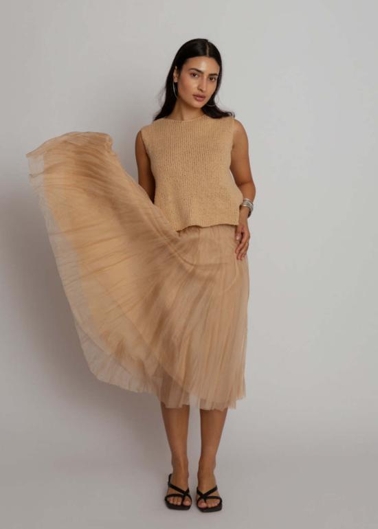  Louiza Babouryan 스커트 루이자 바부리안 오르간자  샴페인 - OTHER BRANDS