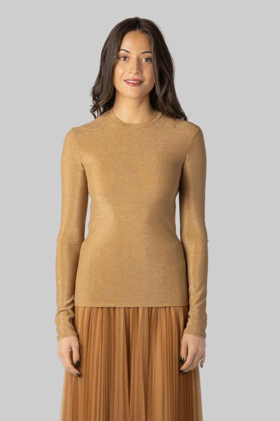  포르테포르테 긴팔 티셔츠 Forte Forte Lurex 저지 라운드넥 셔츠 Oro