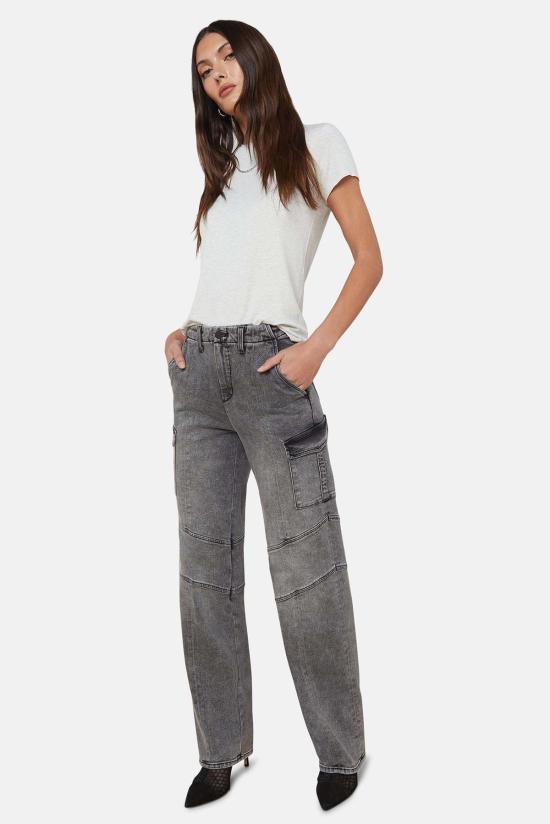  라장스 데님 팬츠 L'Agence Brooklyn High Rise Utility Wide Leg Jean Magnesite - L'AGENCE