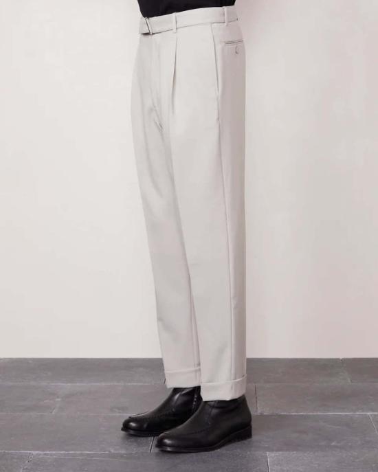  오피신 제네랄 스트레이트 팬츠 Officine Generale Hugo 팬츠 스톤 - OFFICINE GENERALE