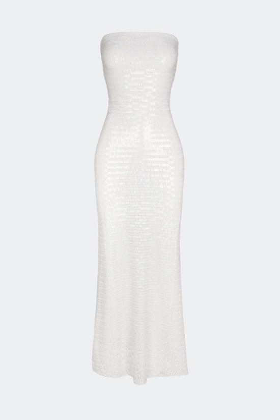  사이먼밀러 롱 원피스 사이먼 밀러 스컬프티 스트랩리스 피아노 시퀸 드레스 마카다미아 - SIMONMILLER