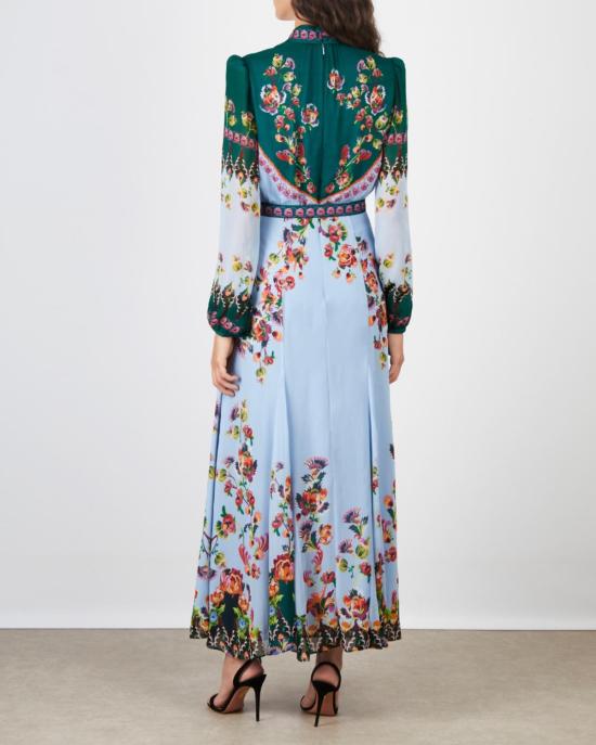  살로니 롱 원피스 Saloni Jacqui B 드레스 Saffier Trellis - SALONI