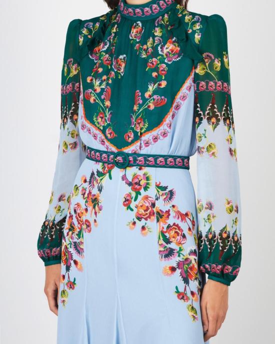  살로니 롱 원피스 Saloni Jacqui B 드레스 Saffier Trellis - SALONI