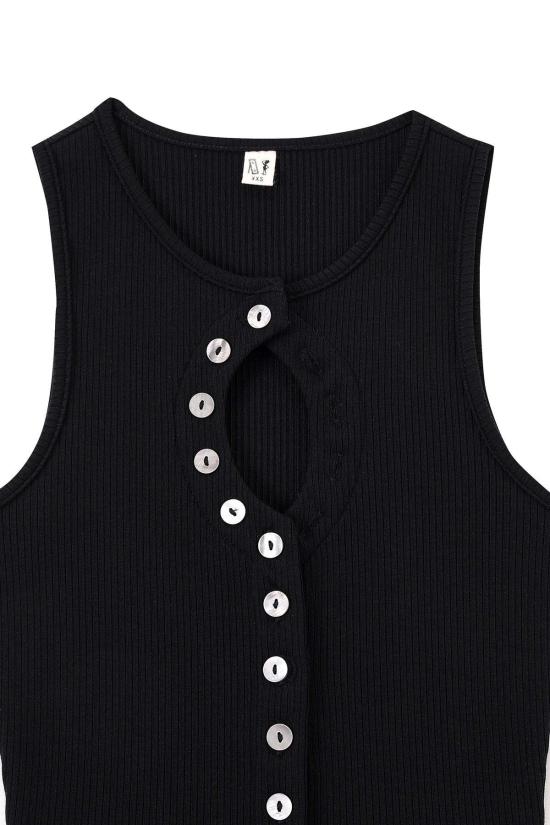  패션 브랜드 컴퍼니 민소매 티셔츠 패션 브랜드 회사 언버튼드 텐셀 립 탱크탑 - FASHION BRAND COMPANY