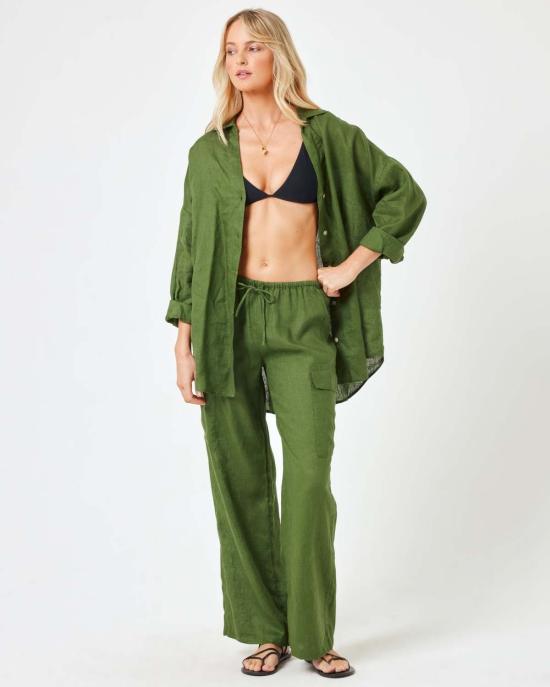  엘스페이스 스트레이트 팬츠 SUNPA24 GREEN
