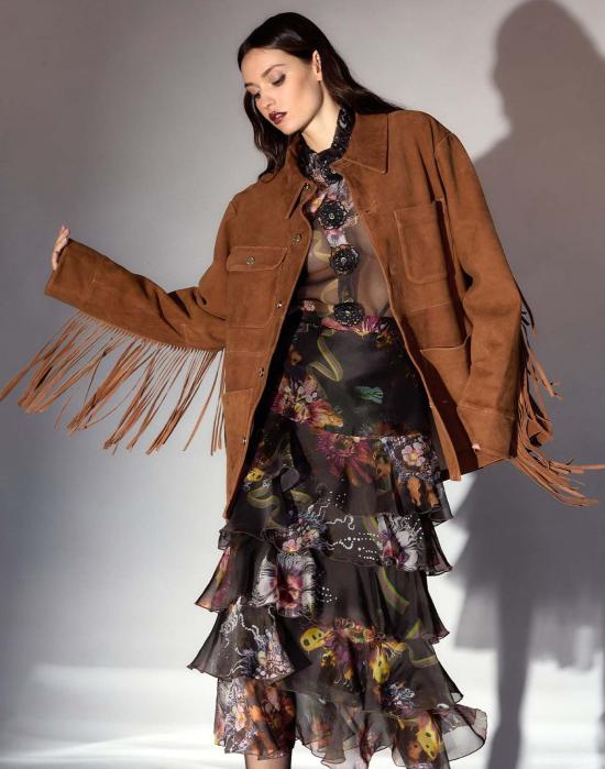  신시아 로리 자켓 신시아 로울리 웨스트워드 프린지 스웨이드 재킷 체스넛 브라운 - CYNTHIA ROWLEY