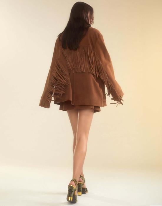  신시아 로리 자켓 신시아 로울리 웨스트워드 프린지 스웨이드 재킷 체스넛 브라운 - CYNTHIA ROWLEY