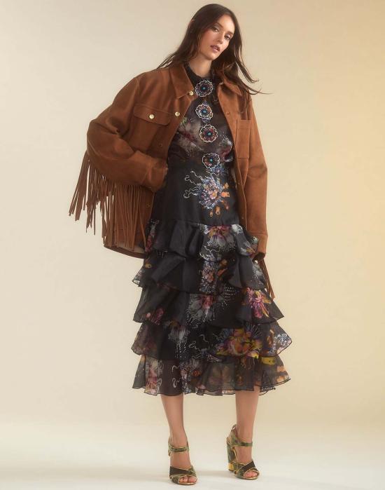  신시아 로리 자켓 신시아 로울리 웨스트워드 프린지 스웨이드 재킷 체스넛 브라운 - CYNTHIA ROWLEY