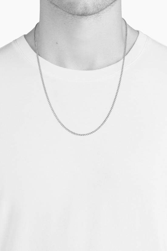  미안사이 네크리스 3mm 쿠바 체인 목걸이 (은)