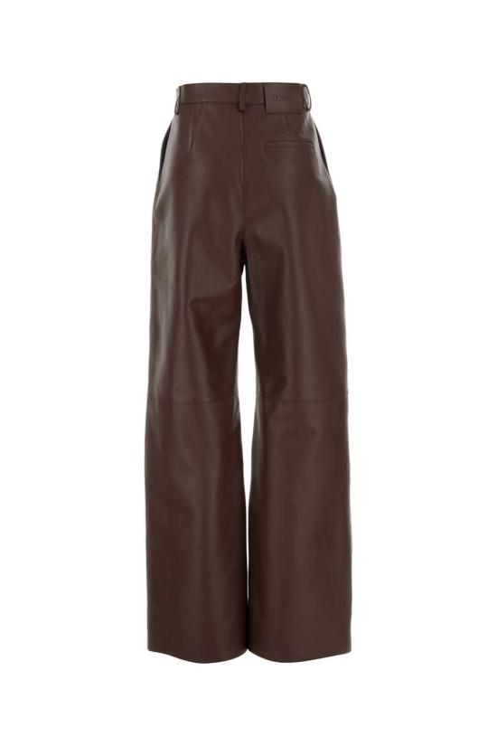  로에베 스트레이트 팬츠 초콜릿 나파 가죽 팬츠 - LOEWE