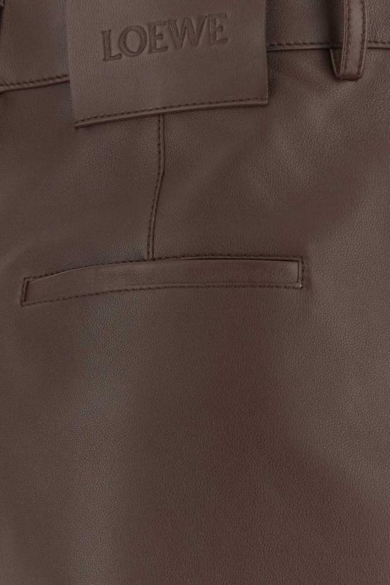  로에베 스트레이트 팬츠 초콜릿 나파 가죽 팬츠 - LOEWE