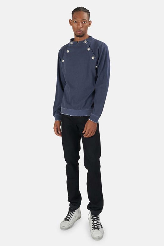  발망 긴팔 티셔츠 피에르  스웨트셔츠 라이트 데님 - BALMAIN