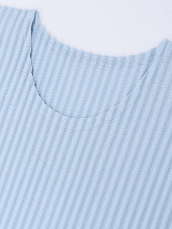  이세이 미야케 긴팔 티셔츠 클로르 플리츠 라이트 블루 - ISSEY MIYAKE