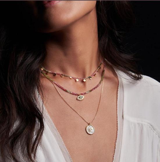  Satya Jewelry 목걸이/팬던트 사티아 주얼리 평화와 보호 투르말린 초커 목걸이 옐로우 골드 - OTHER BRANDS