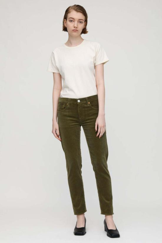  마우지 스트레이트 팬츠 Moussy Ailey 코듀로이 팬츠 카키 - MOUSSY
