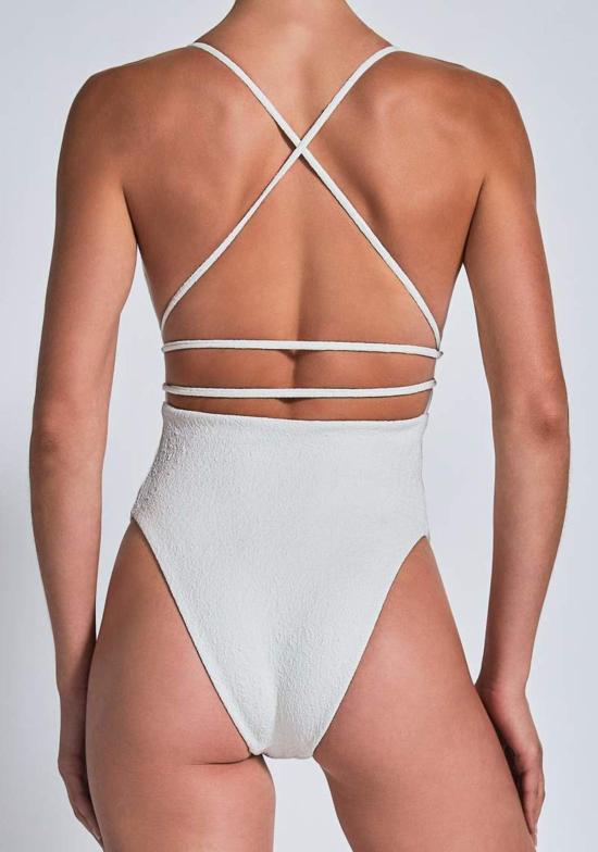  데본 윈저 원피스 수영복 벨 풀피스 크림 크로커다일/실버 쉬머 - DEVON WINDSOR