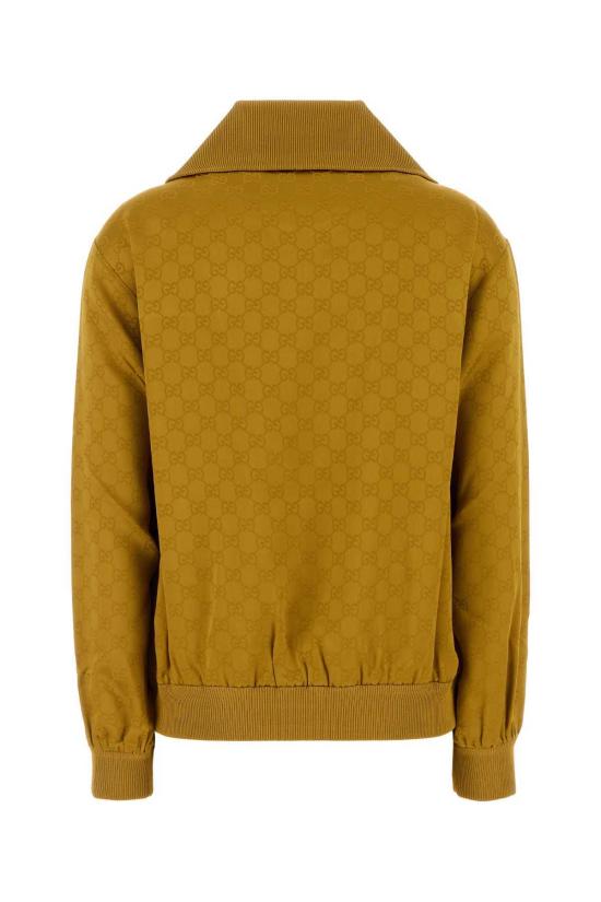  구찌 폴로 티셔츠 머스타드 비스코스 블렌드 폴로 셔츠 윈터미스트 - GUCCI