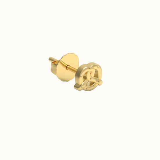  Whit Jewelry 싱글 이어링 화이트 주얼리 프레첼 스터드 귀걸이 14K 옐로우 골드