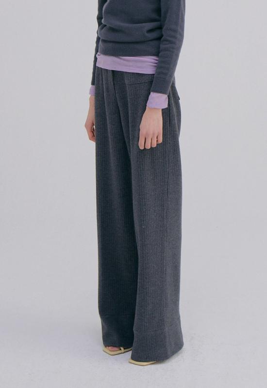  WNDERKAMMER 스트레이트 팬츠 Wnderkammer 언밸런스 웨이스트 팬츠 차콜 - OTHER BRANDS