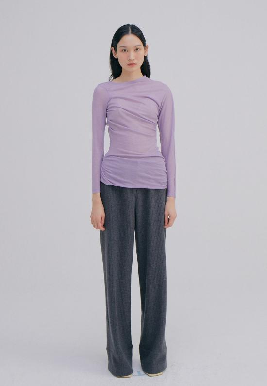  WNDERKAMMER 스트레이트 팬츠 Wnderkammer 언밸런스 웨이스트 팬츠 차콜 - OTHER BRANDS